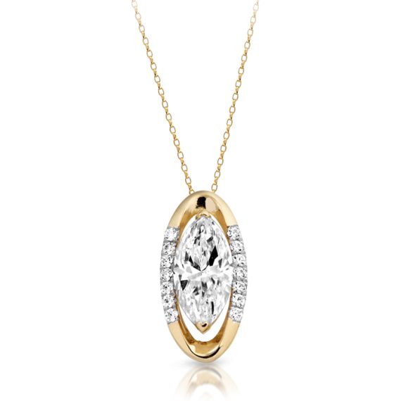 9ct Gold CZ Pendant-P297