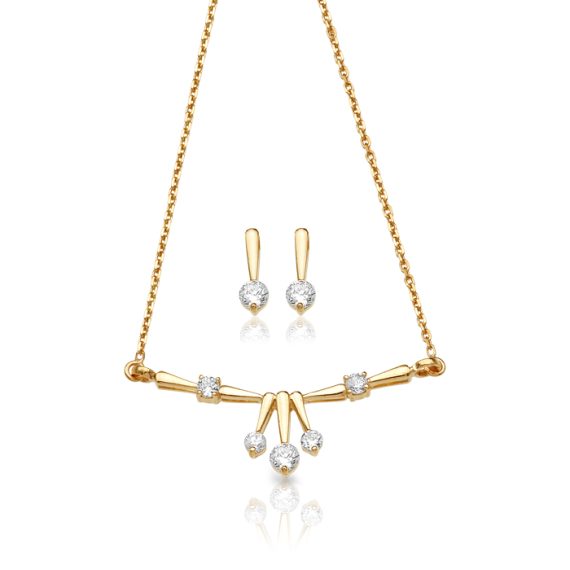 9ct Gold CZ Necklace Set-SET31