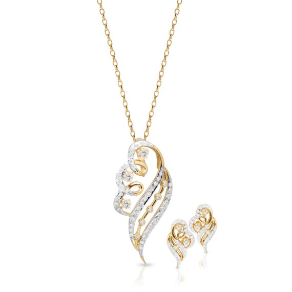 9ct Gold CZ Necklace Set-SET54