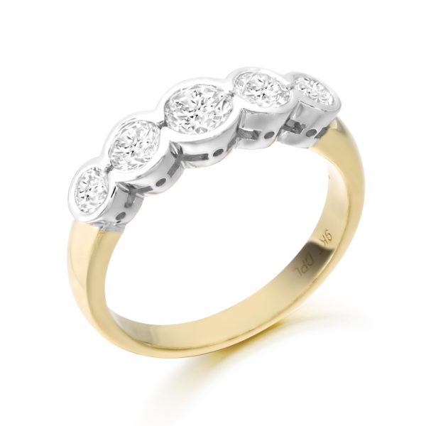 9ct Gold Five Stone CZ Ring-D31