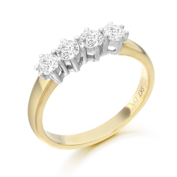 9ct Gold Four stone CZ Ring-D43