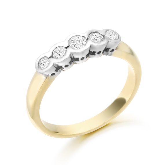 9ct Gold Five Stone CZ Ring-D62