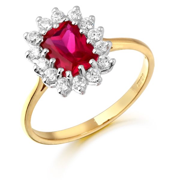 Ruby Emerald Cut CZ Ring-D73R