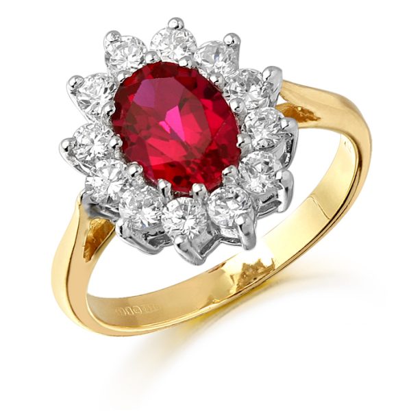 Lady Di Style CZ Ruby Ring-D89R