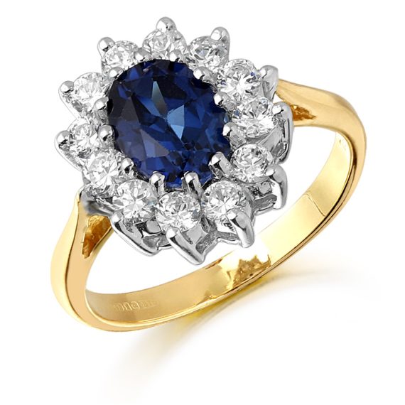 Lady Di Style CZ Sapphire Ring-D89S