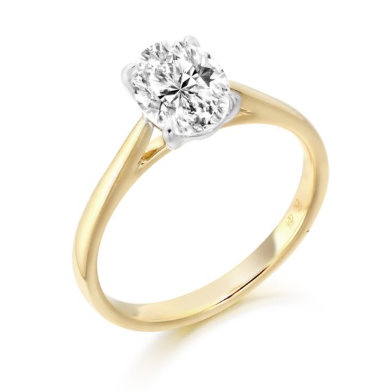 9ct Gold Oval Shape CZ Engagement Ring-R342