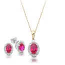 9ct Gold CZ Ruby Pendant Set-SET2R