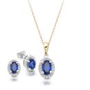 9ct Gold CZ Sapphire Pendant Set-SET2S