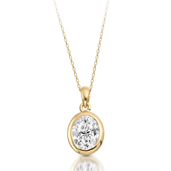 9ct Gold Oval CZ Pendant-P129