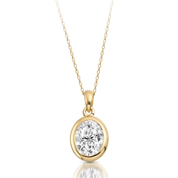 9ct Gold Oval CZ Pendant-P129