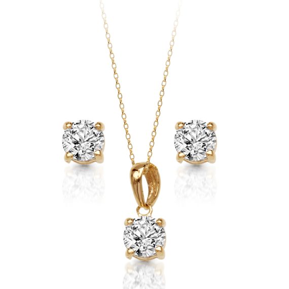 9ct Gold CZ Pendant-SET6