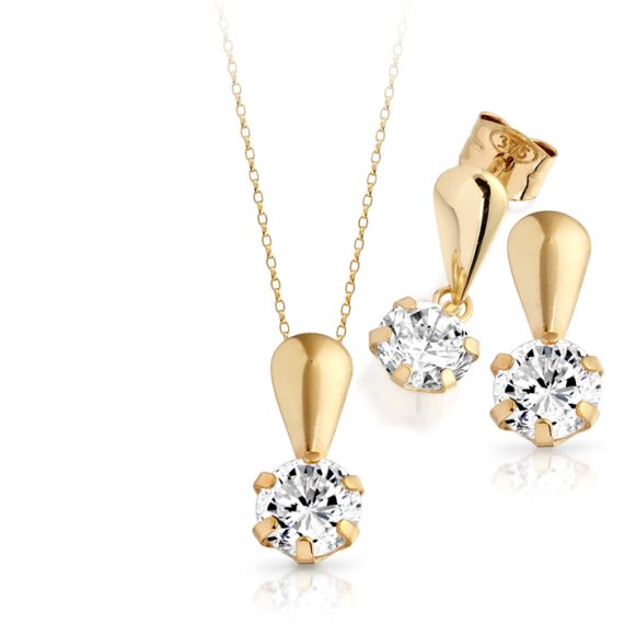 9ct Gold CZ Pendant-SET8