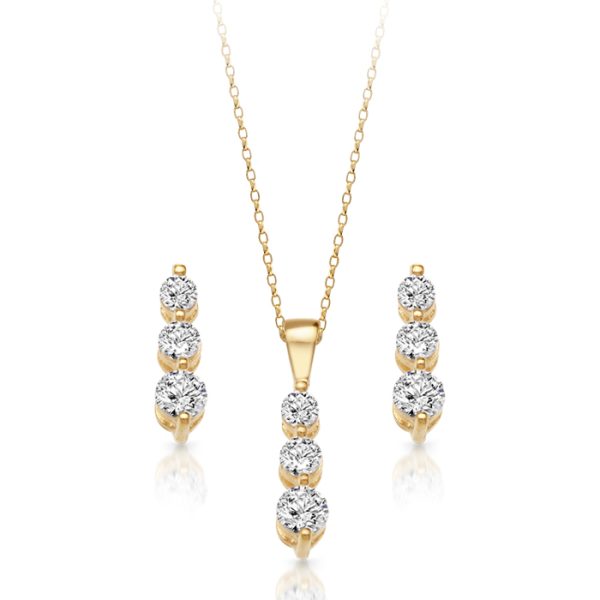 9ct Gold CZ Trilogy Pendant-SET57