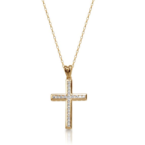 9ct Gold Diamond Cross Pendant - C18Y