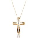 9ct Gold Domed Shape Diamond Cross Pendant - DPL2