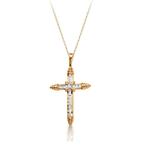 9ct Gold Diamond Cross Pendant - DPL3