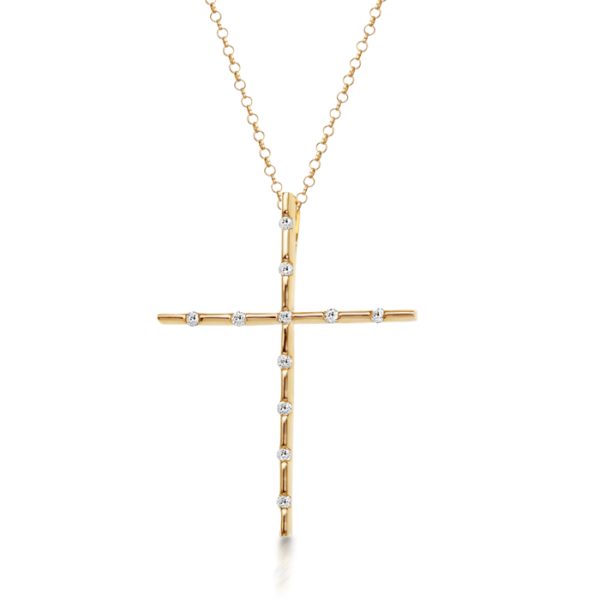 9ct Gold Diamond Cross Pendant - DPL83