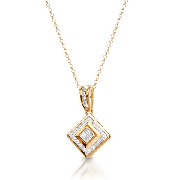 9ct Gold Diamond Pendant-DPL13