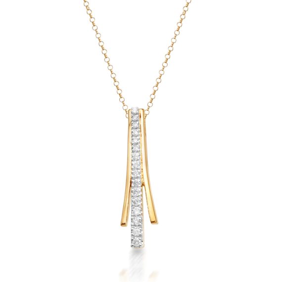 9ct Gold Diamond Pendant-DPL16