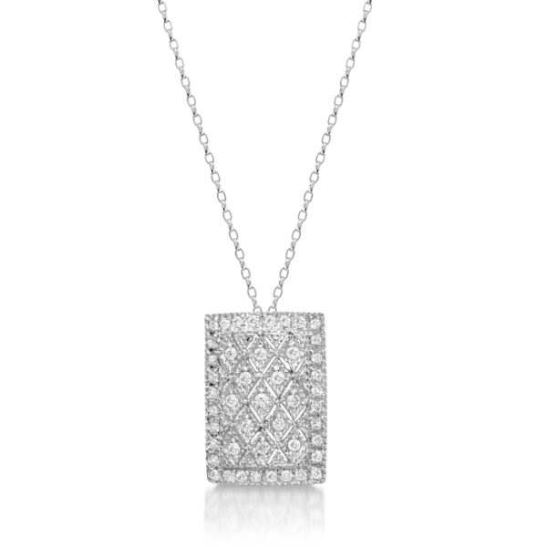 9ct White Gold Diamond Pendant-DPL206W
