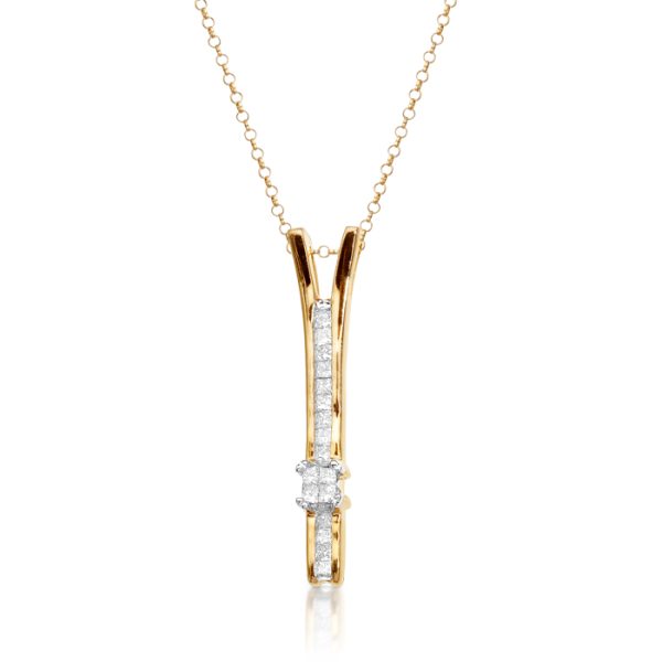 9ct Gold Diamond Pendant-DPL9