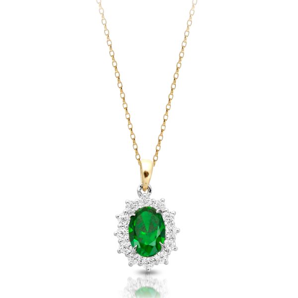 9ct Gold Emerald CZ Pendant-P308SG