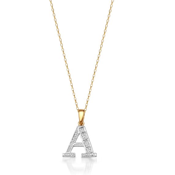 9ct Gold CZ Initial Pendant-Initial1A
