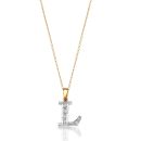 9ct Gold CZ Initial Pendant-Initial1L