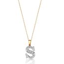 9ct Gold CZ Initial Pendant-Initial1S