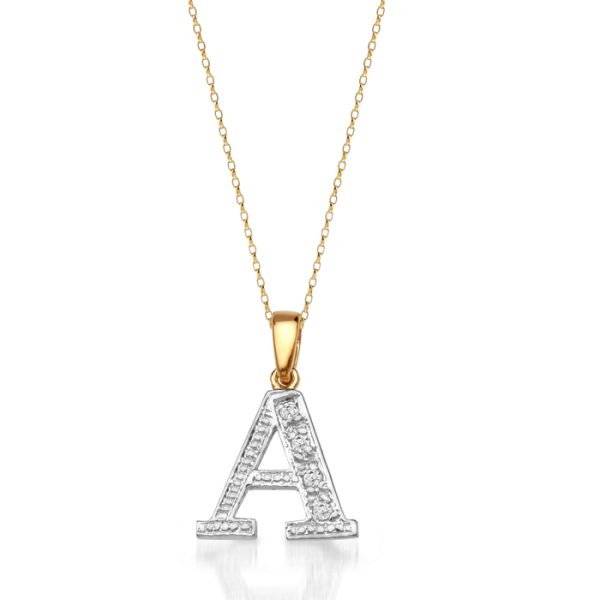 9ct Gold CZ Initial Pendant-Initial2A
