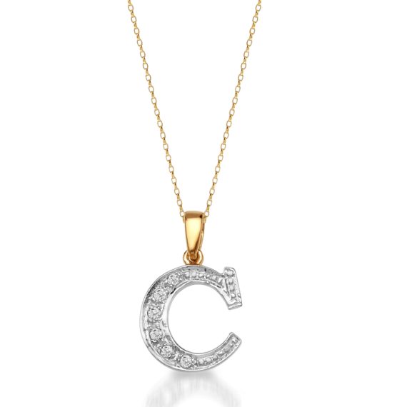 9ct Gold CZ Initial Pendant-Initial2C