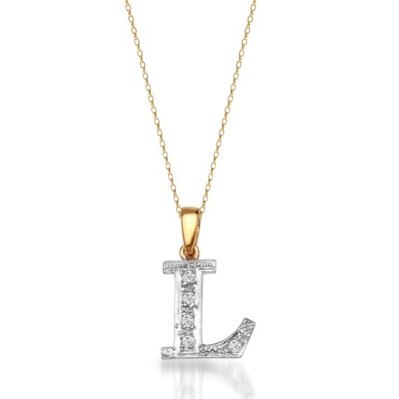 9ct Gold CZ Initial Pendant-Initial2L