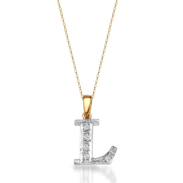 9ct Gold CZ Initial Pendant-Initial2L