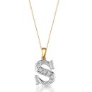 9ct Gold CZ Initial Pendant-Initial2S