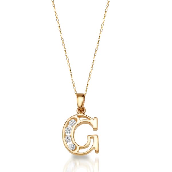 9ct Gold CZ Initial Pendant-Initial3G