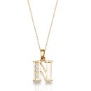 9ct Gold CZ Initial Pendant-Initial3N