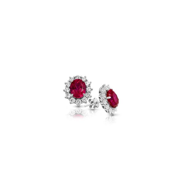 9ct White Gold Ruby CZ Earrings-E308SR