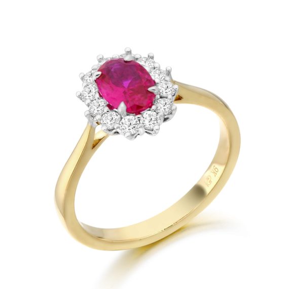 9ct Gold Lady Di Ruby CZ Ring-R308SR