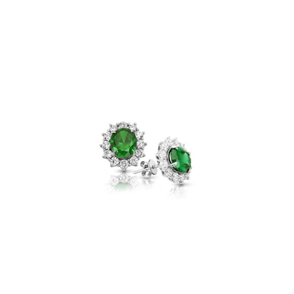 9ct White Gold Emerald CZ Earrings-E308SG