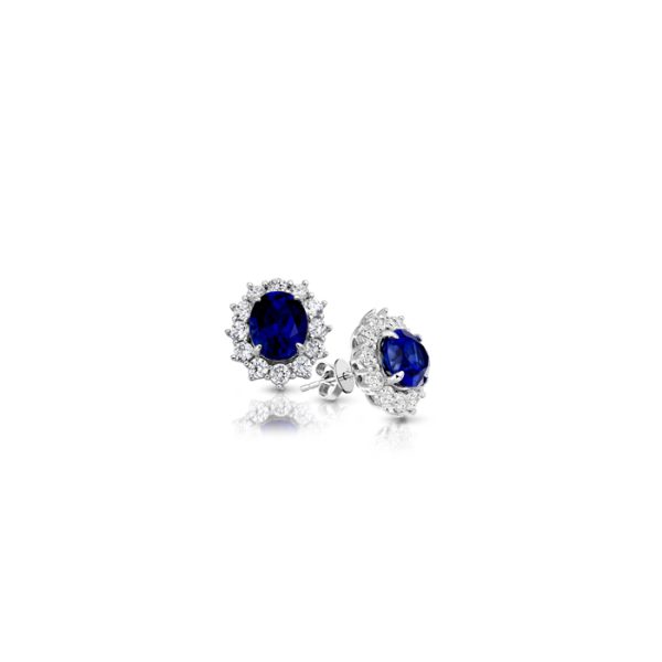 9ct White Gold Sapphire CZ Earrings-E308SS