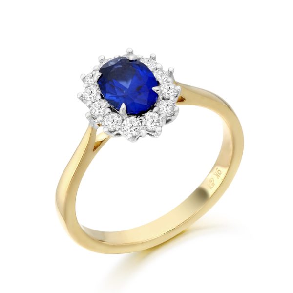 9ct Gold Lady Di Sapphire CZ Ring-R308SS