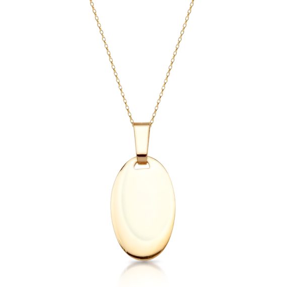 9ct Gold Oval Disc Pendant-J26