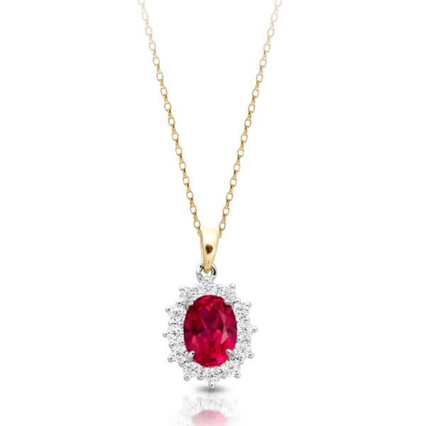 9ct Gold Ruby CZ Pendant-P308SR