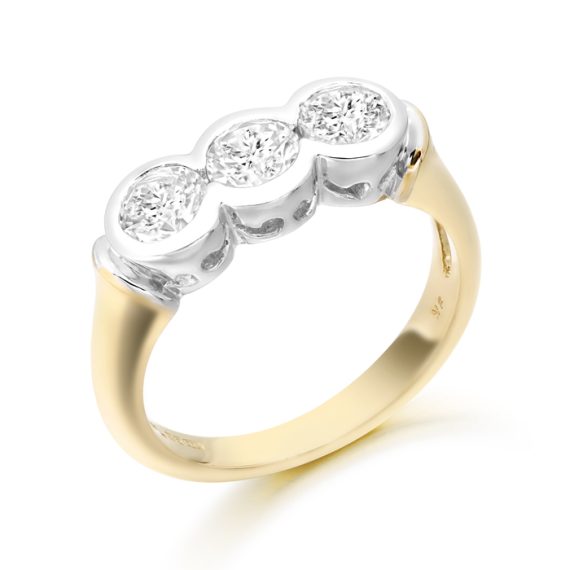 9ct Gold Three Stone CZ Ring-D57