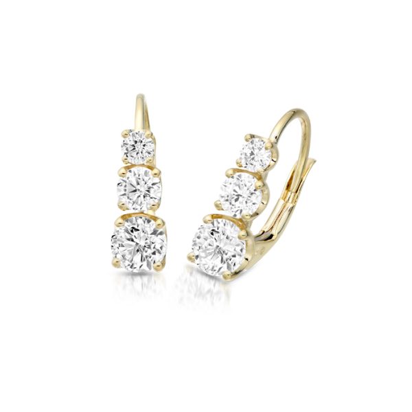 Gold Trilogy CZ Earrings-E278