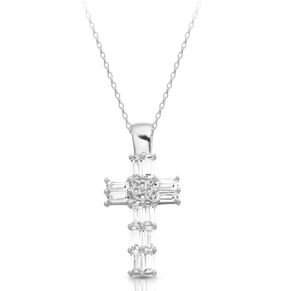 9ct White Gold CZ Celtic Cross - P212W