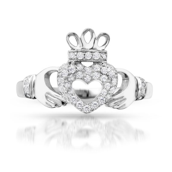 9ct Gold CZ Claddagh Ring - CL52W