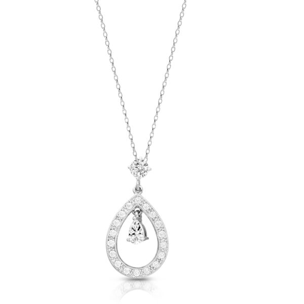 9ct White Gold CZ Chandelier Pendant-P147W