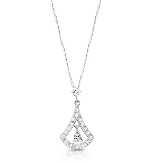 9ct White Gold CZ Chandelier Pendant-P148W