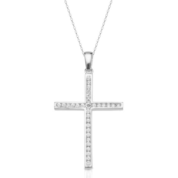 9ct Gold CZ Cross Pendant-C118